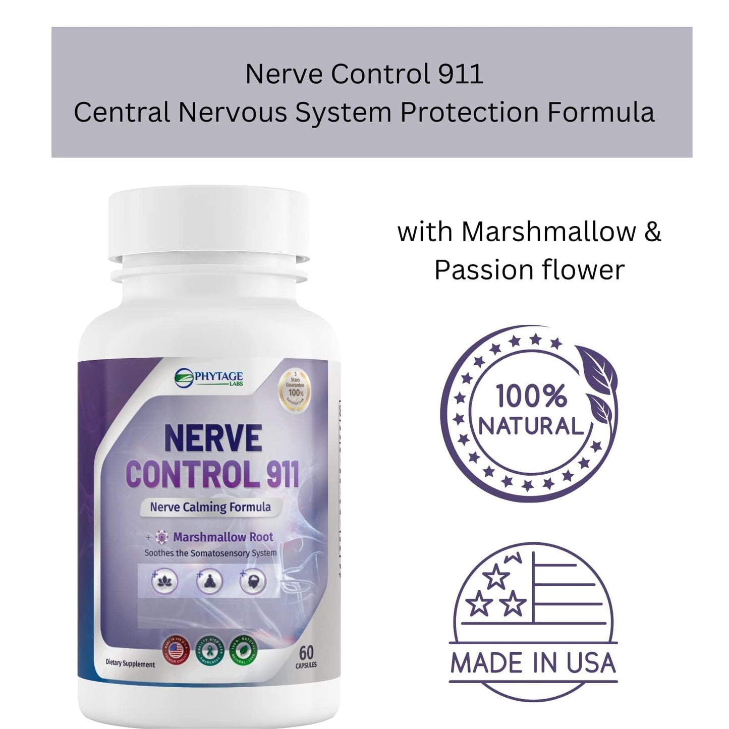 Nerve Control 911 - Natural Plant Based Nerve Health Supplement (60 Capsules)