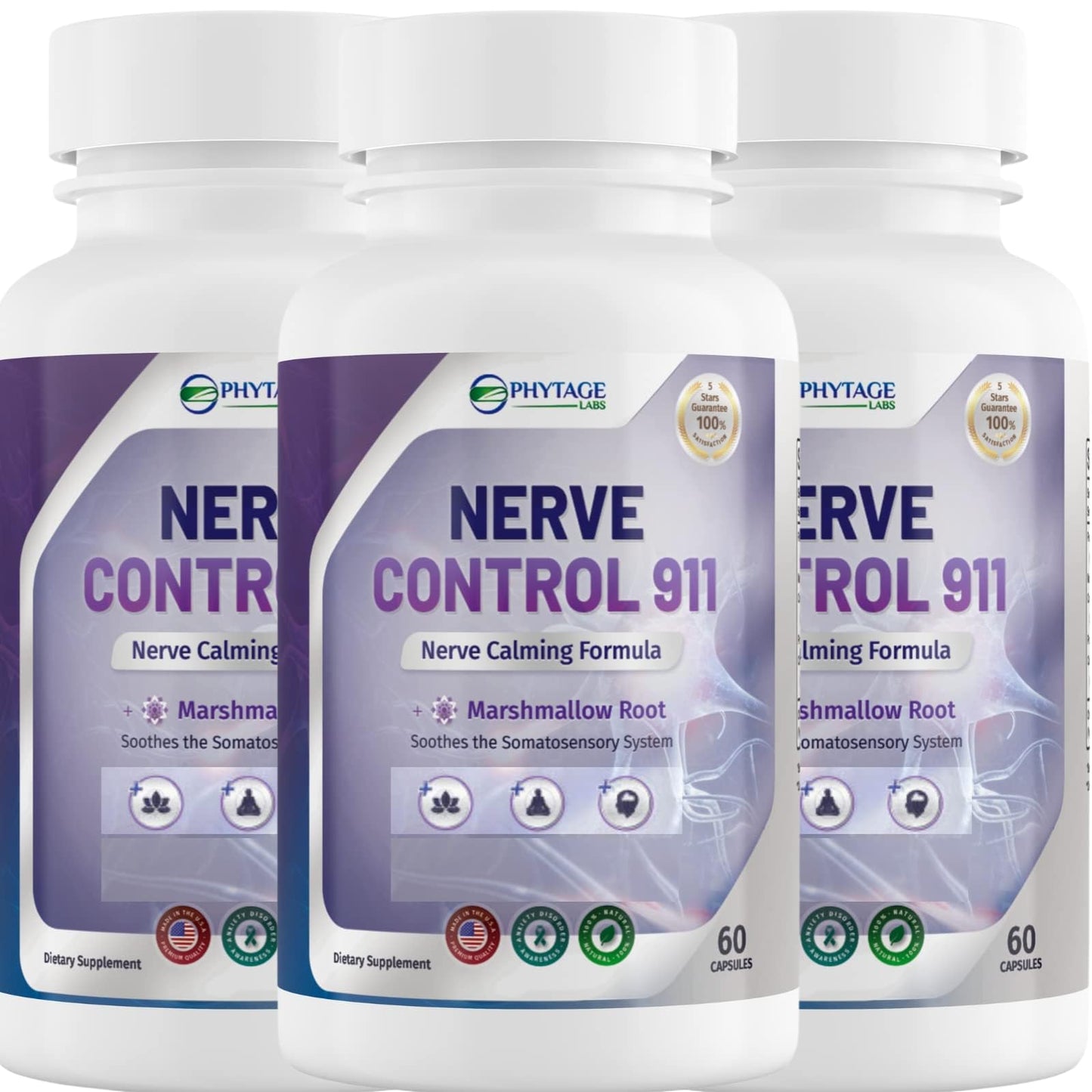 Nerve Control 911 - Natural Plant Based Nerve Health Supplement (60 Capsules)