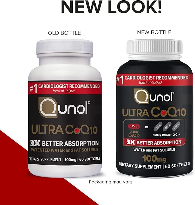 Qunol Ultra CoQ10 100mg Softgels- 3X Better Absorption Coenzyme Q10 Supplements - Antioxidant Supplement for Vascular and Heart Health & Energy Production