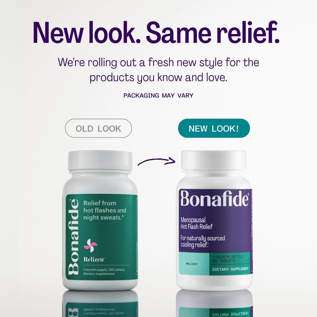 Relizen by Bonafide. Relief from Menopausal Hot Flashes & Night Sweats. — 1-Month Supply (60 Tablets)