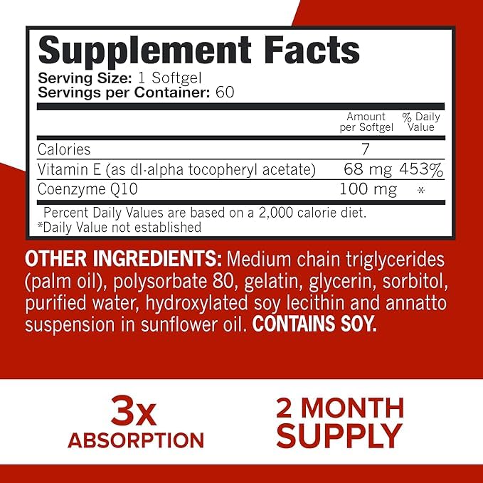 Qunol Ultra CoQ10 100mg Softgels- 3X Better Absorption Coenzyme Q10 Supplements - Antioxidant Supplement for Vascular and Heart Health & Energy Production