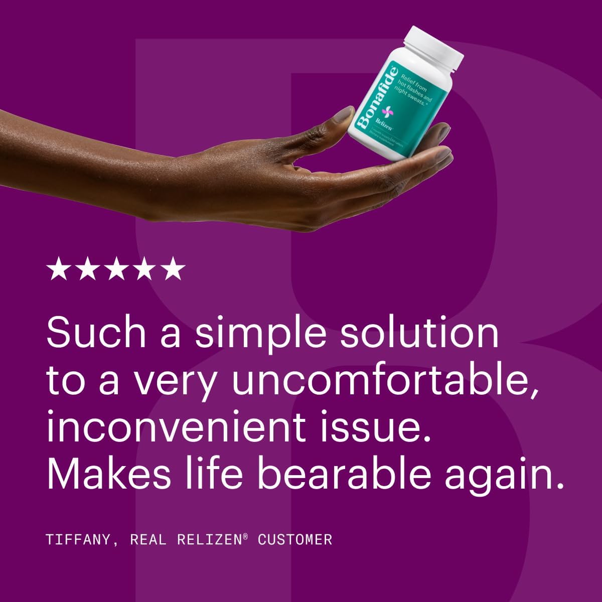Relizen by Bonafide. Relief from Menopausal Hot Flashes & Night Sweats. — 1-Month Supply (60 Tablets)