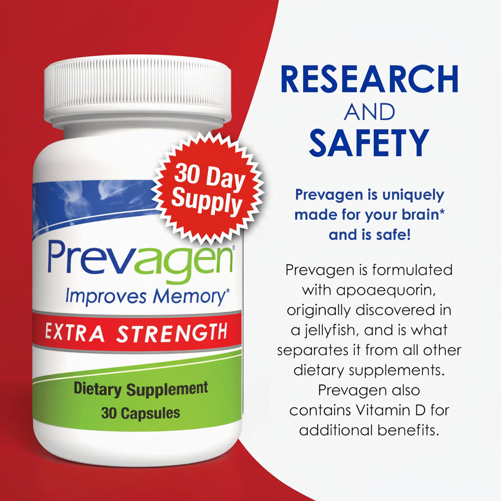 Prevagen Extra Strength 20mg, 60 Capsules with Apoaequorin & Vitamin D with Attractive and Stackable Prevagen Storage Box