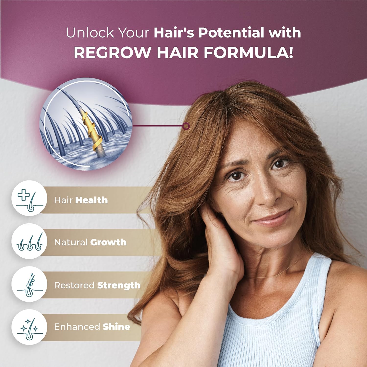 PUREHEALTH RESEARCH ReGrow - Hair Growth Vitamins  for Women & Men - 60 Capsules