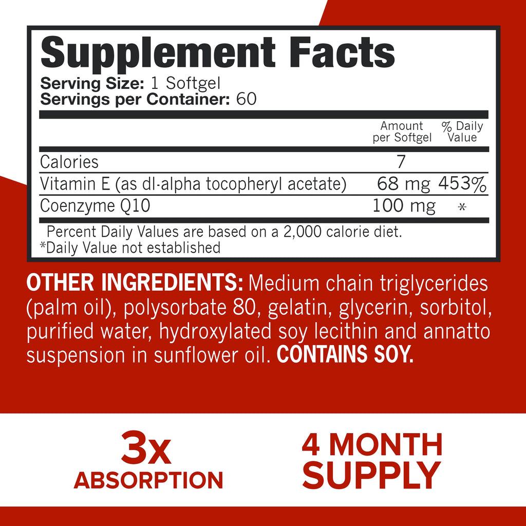 Qunol Ultra CoQ10 100mg Softgels- 3X Better Absorption Coenzyme Q10 Supplements - Antioxidant Supplement for Vascular and Heart Health & Energy Production